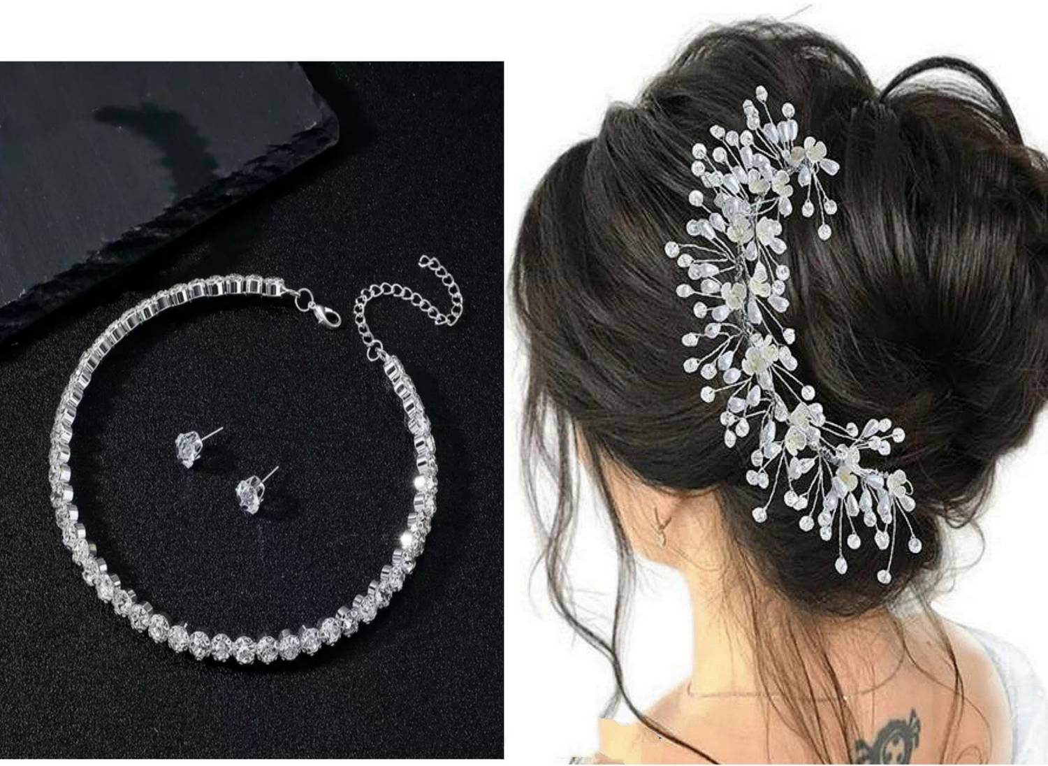 blush bella Crystal Rhodium White Jewellery Set