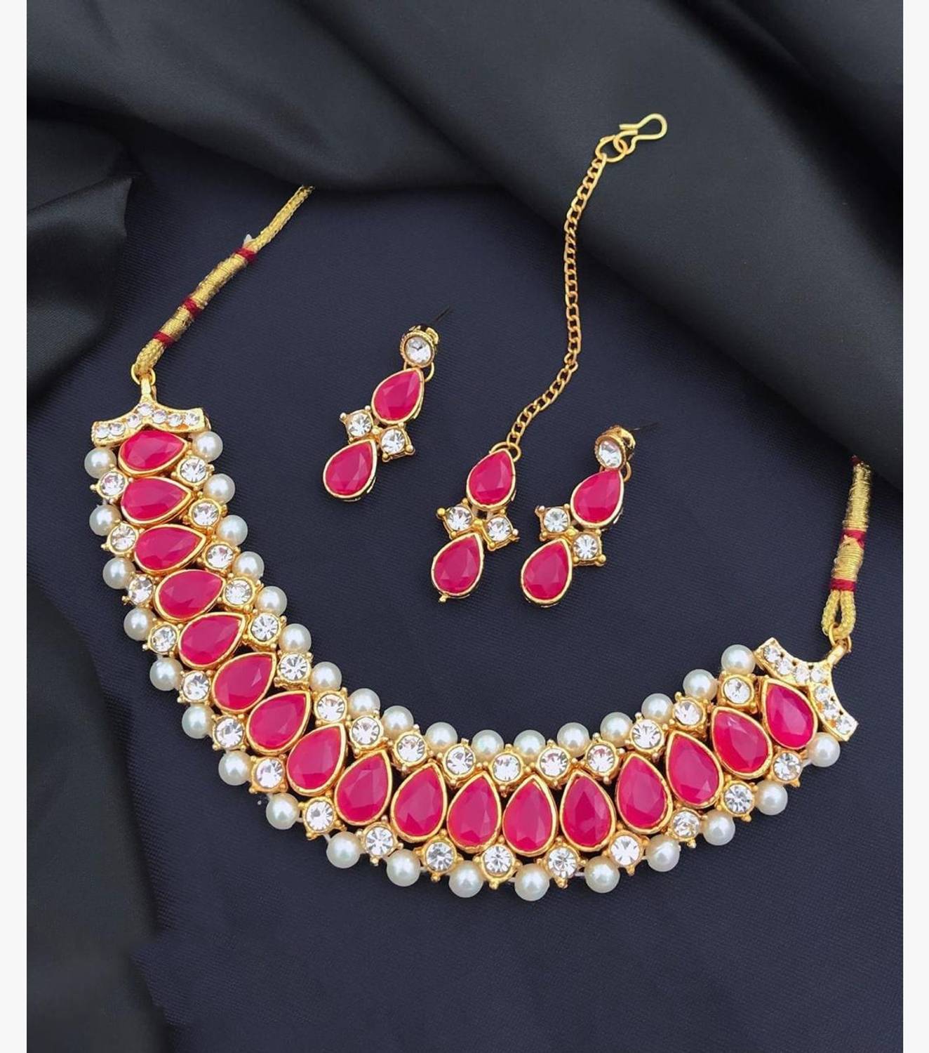 Akash Sales Alloy Gold-plated Multicolor Jewellery Set