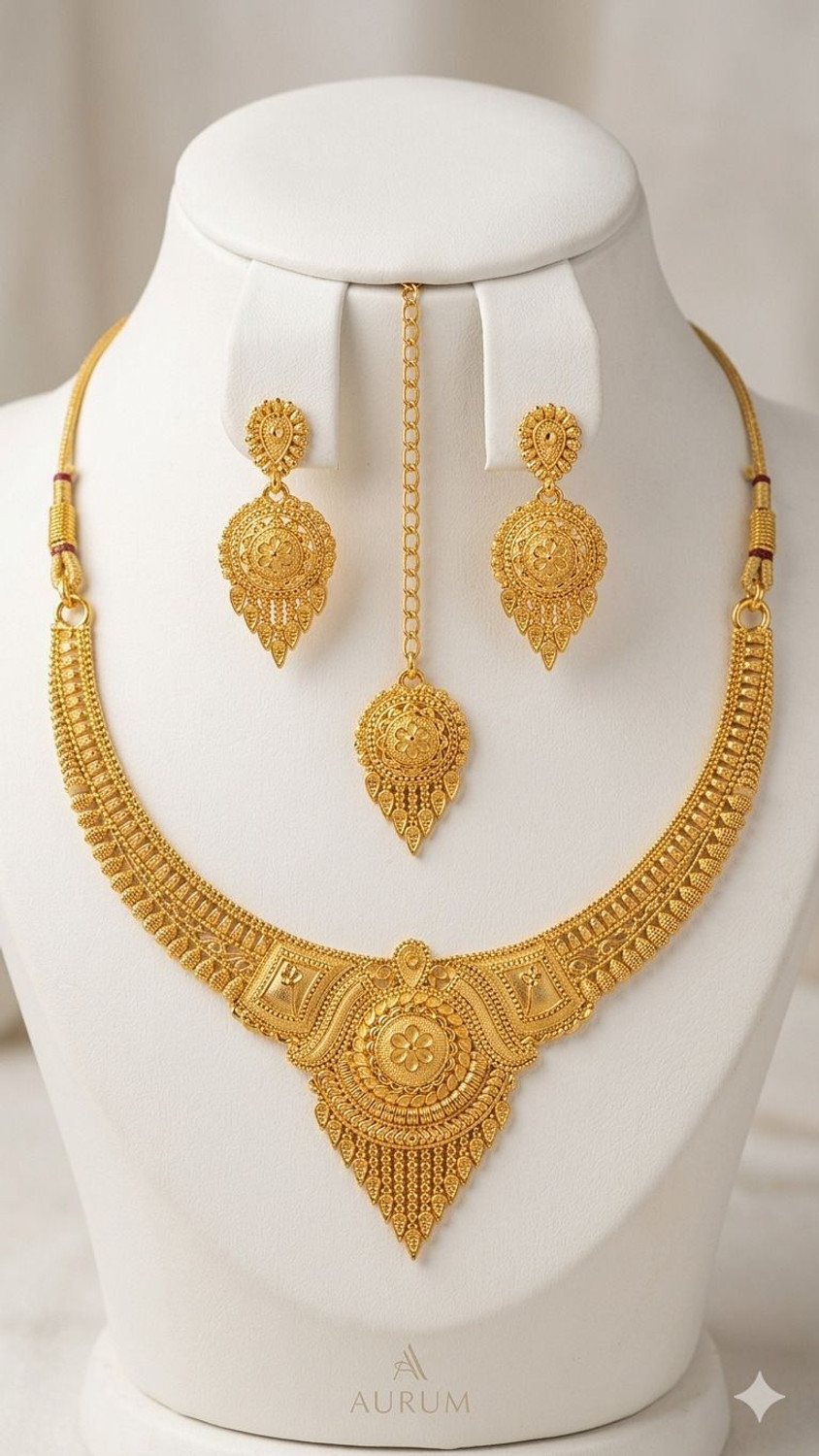 Image of YASHCollection Brass Gold-plated Gold Jewellery Set