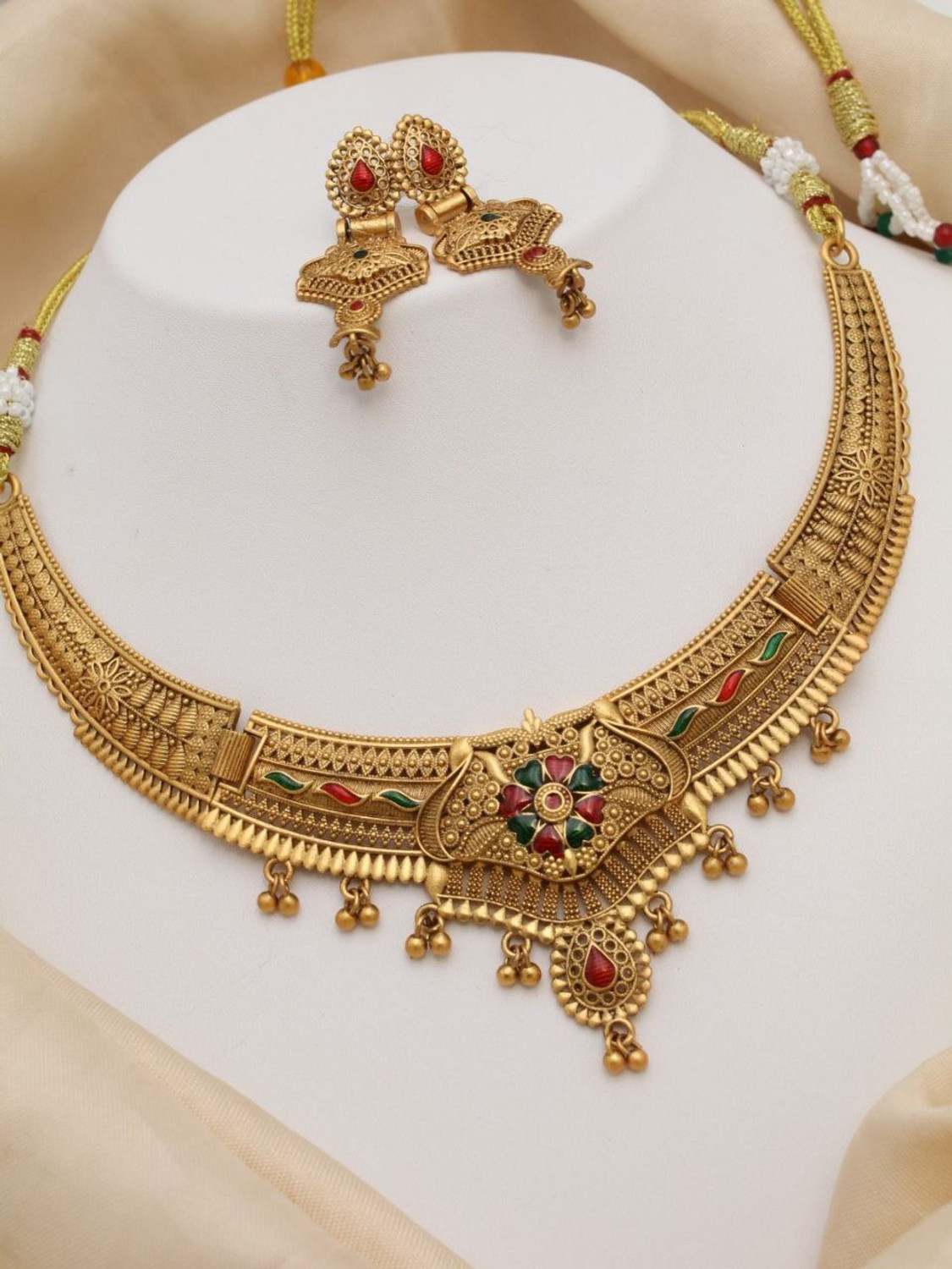 Image of Yagyavalkya Brass Gold-plated Gold Jewellery Set