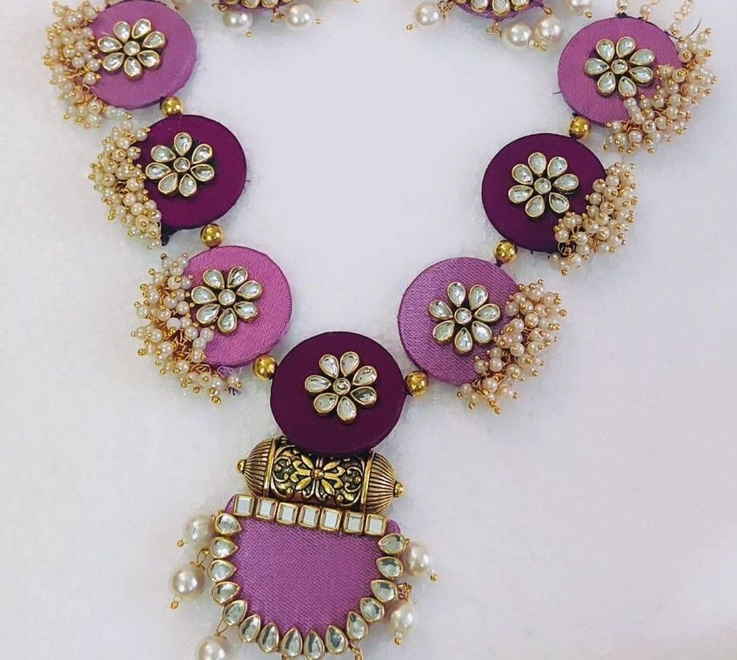 Image of Trending Floral Jewellery Set177 Pearl Artificial Flower Set by VIP Fashions