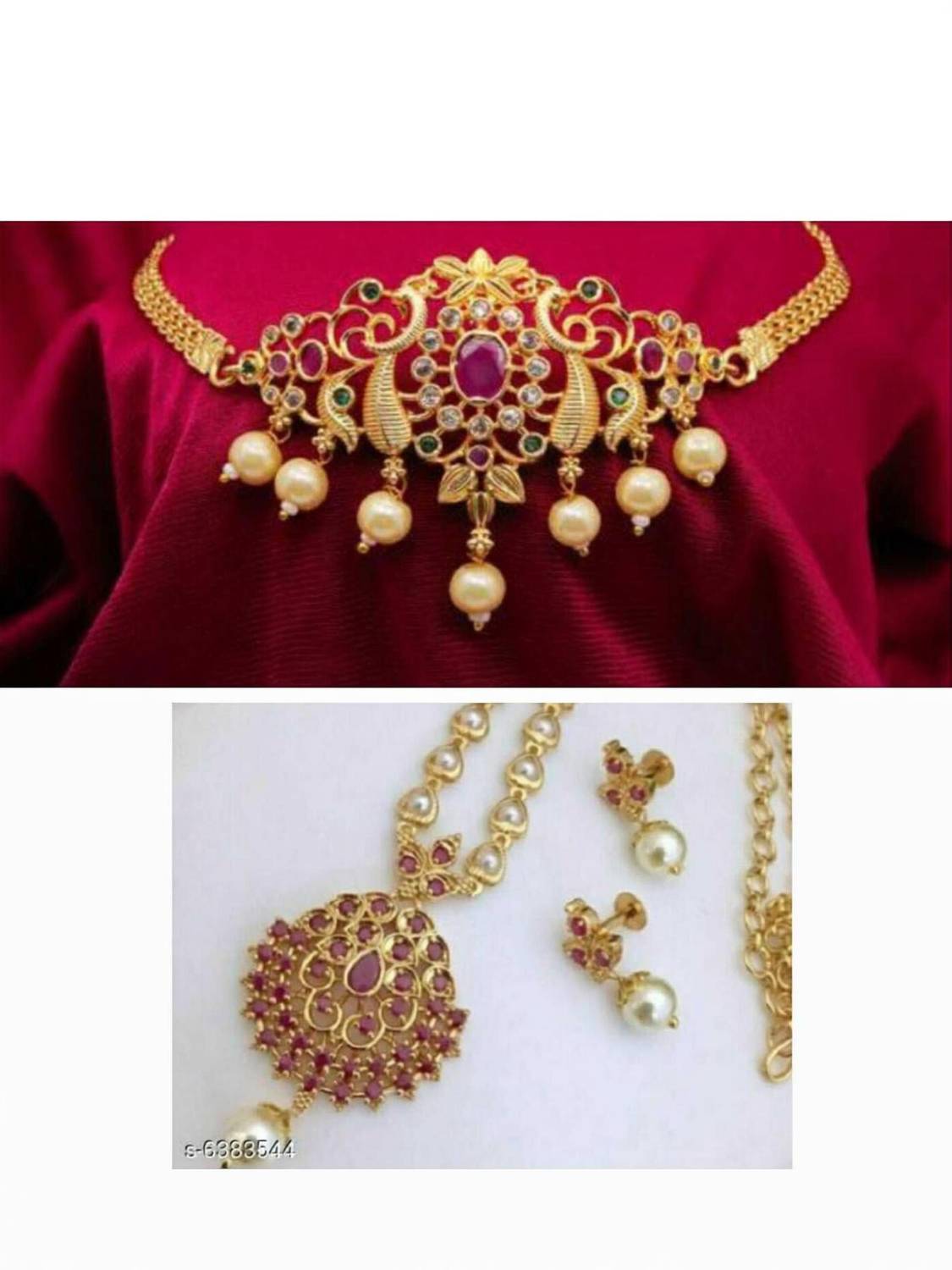 Laforword Alloy Gold-plated Gold, Pink Jewel Set (Pack of 1)