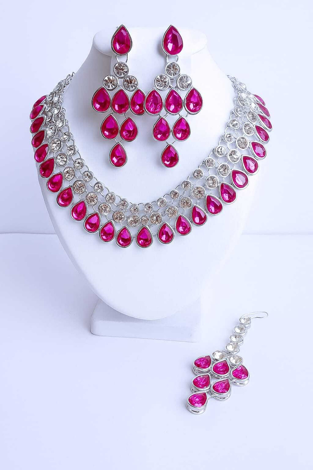 Image of VIKAFIYA Alloy Brass Pink Jewellery Set