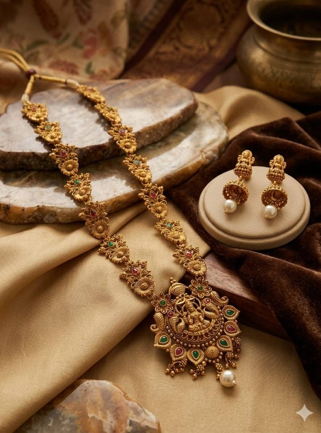 Aurvix Brass Gold-plated Gold Jewellery Set