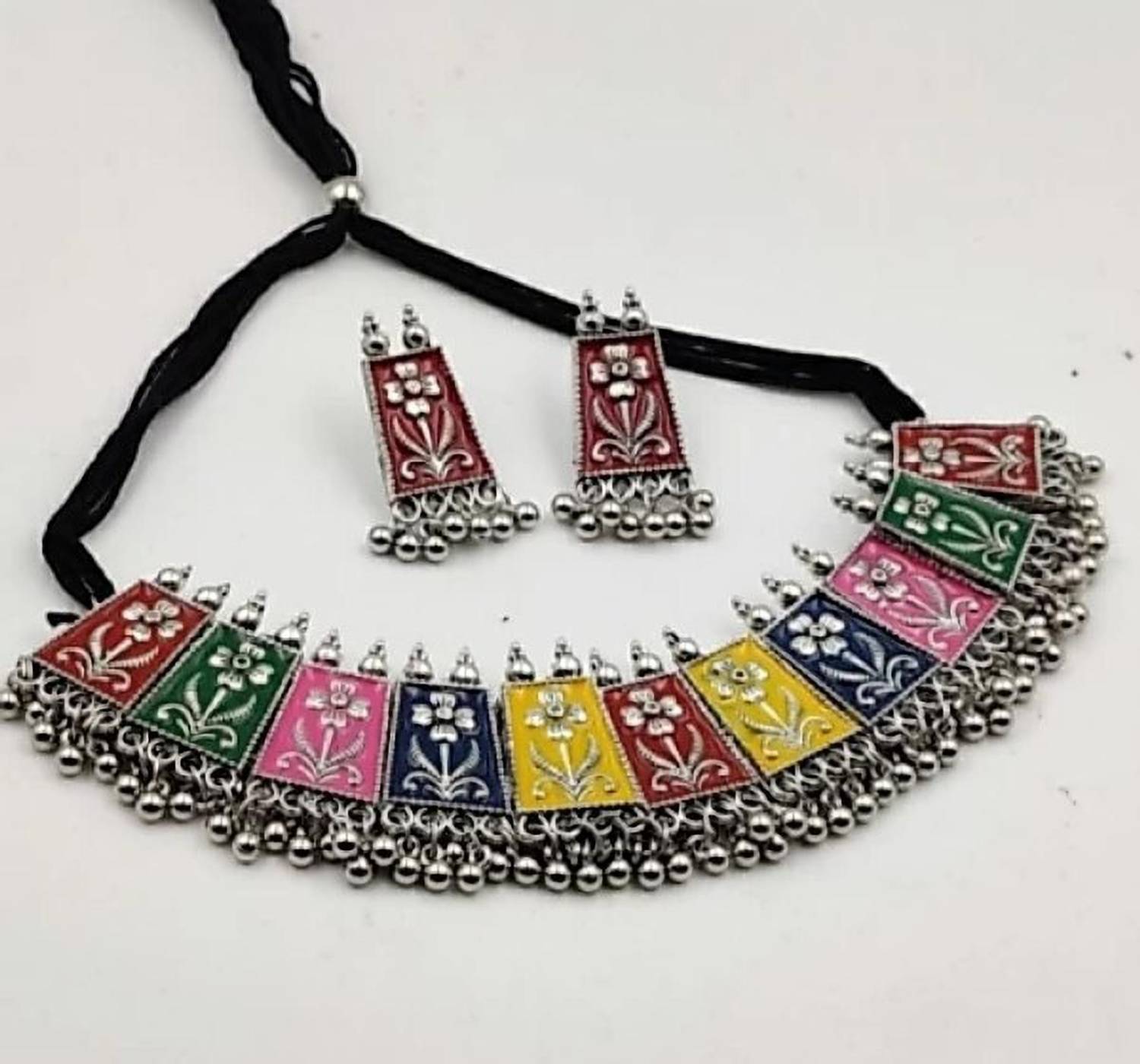 BSINT Alloy Silver Multicolor Jewellery Set
