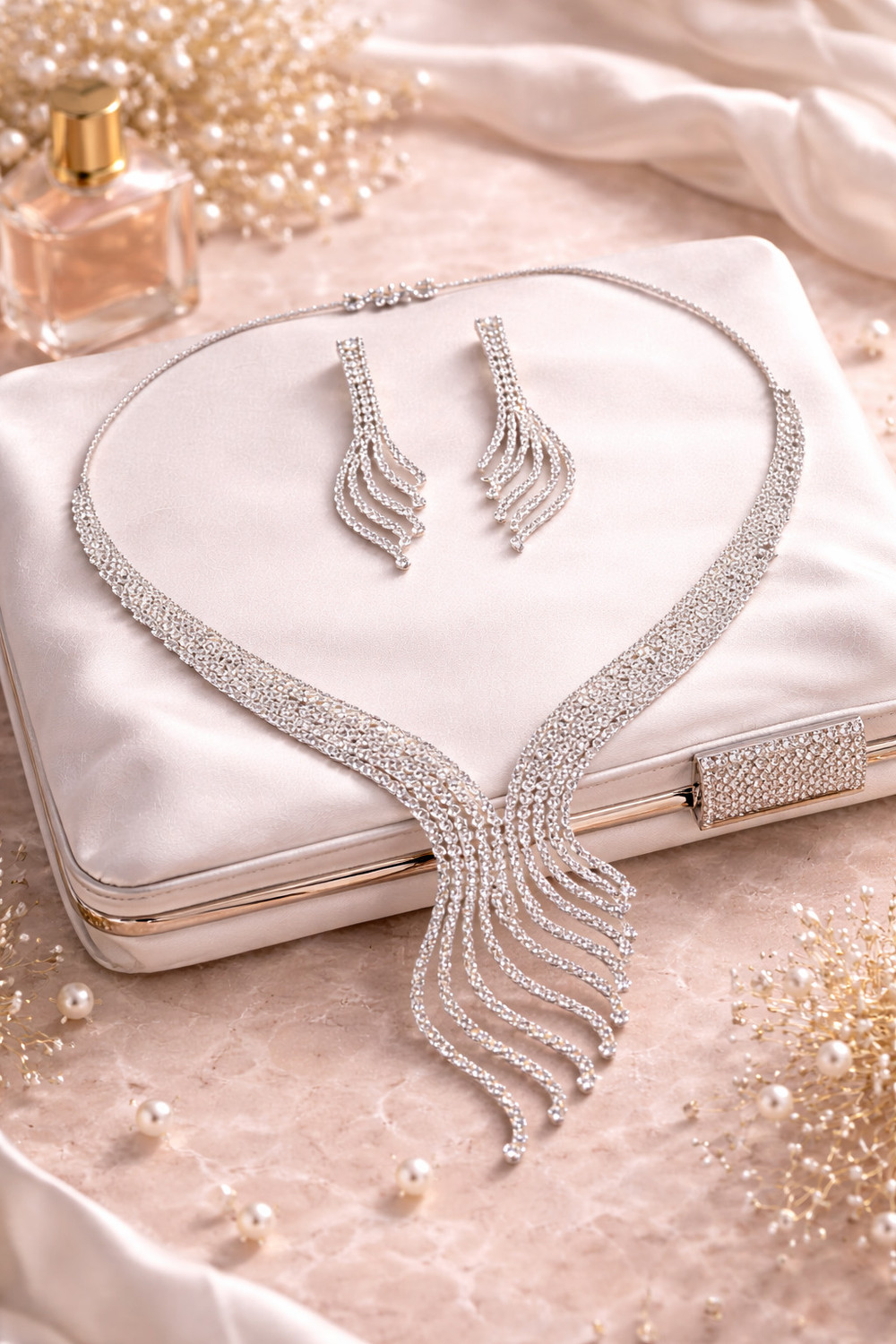 Image of VIDHEEGEMS Alloy White Jewellery Set