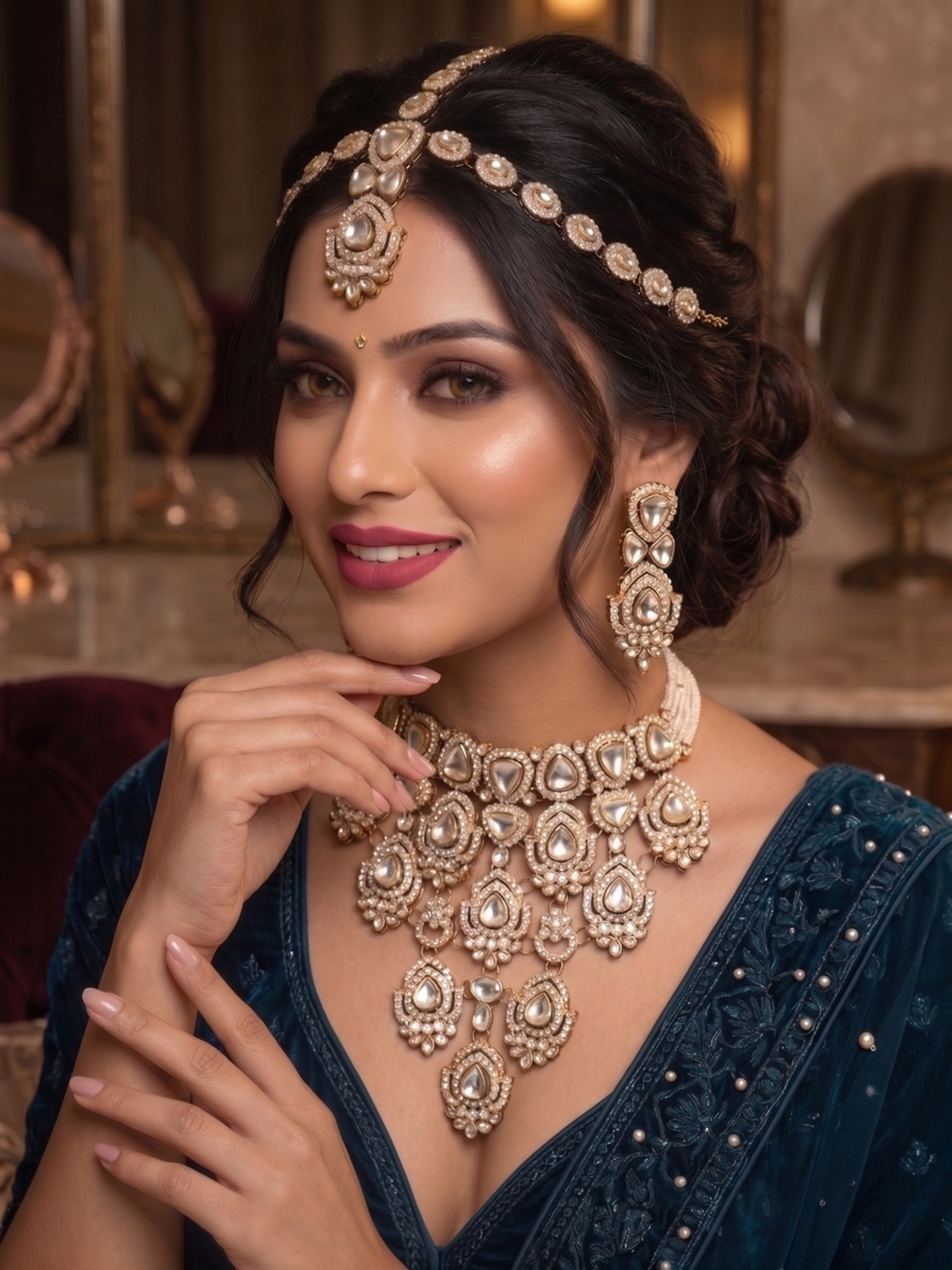 Image of Divastri Alloy Gold-plated Gold Jewellery Set