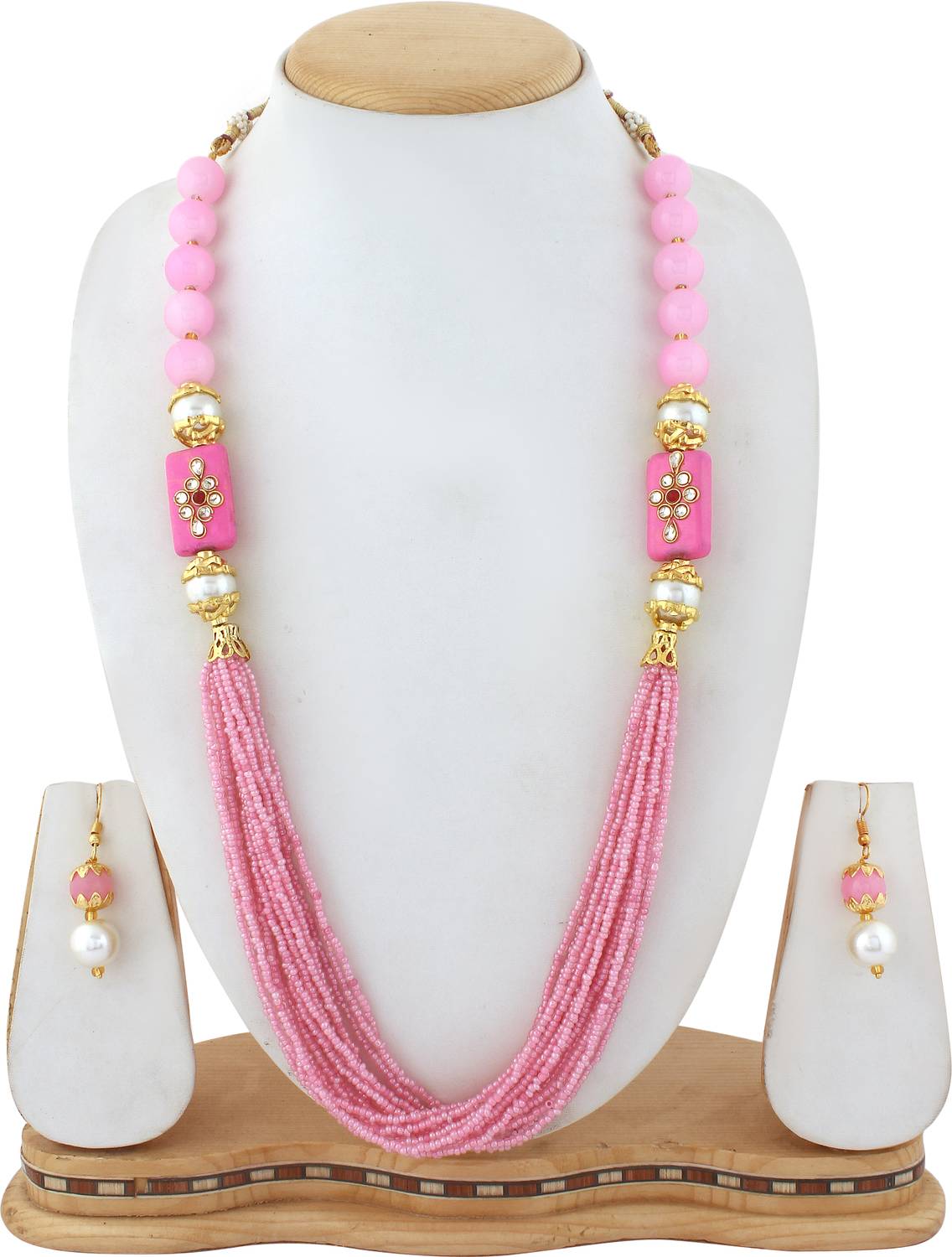 Shine Hub Alloy Gold-plated Pink Jewellery Set