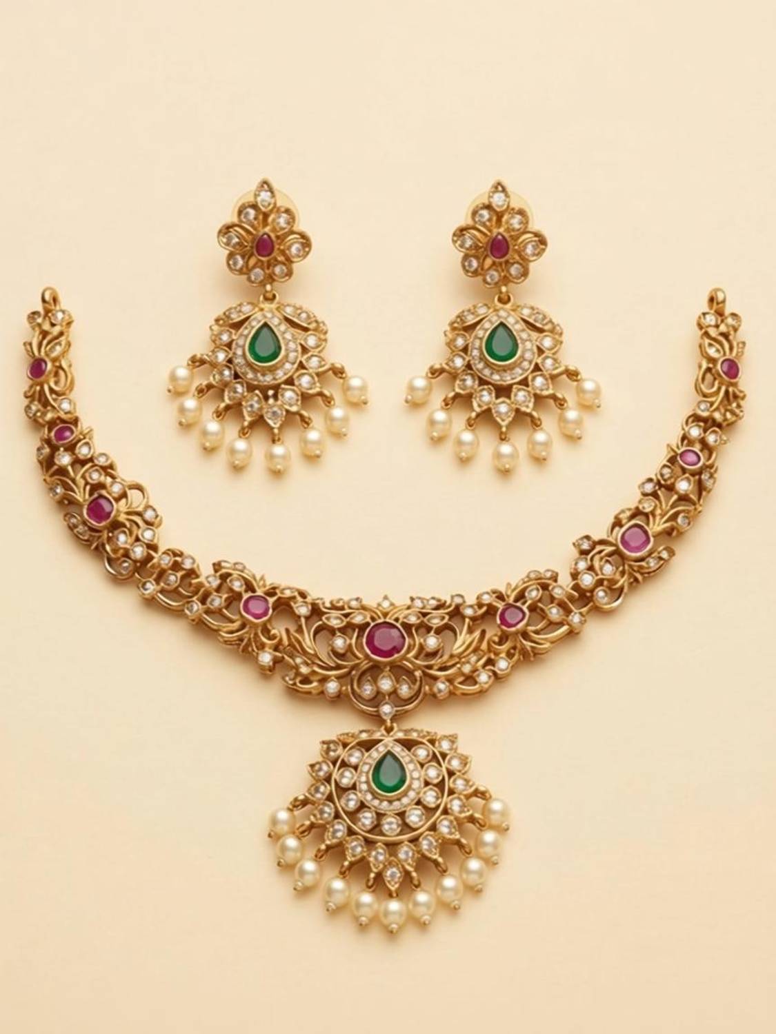 Ajrang Brass Gold-plated Gold Jewellery Set