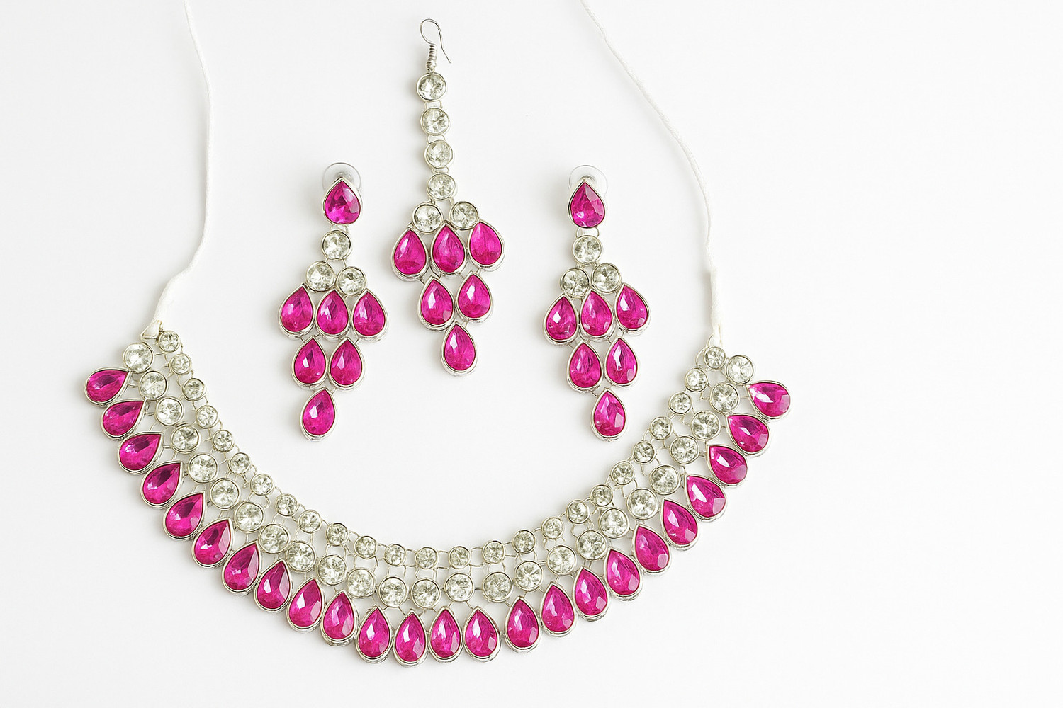 Image of VIKAFIYA Alloy Brass Pink Jewellery Set