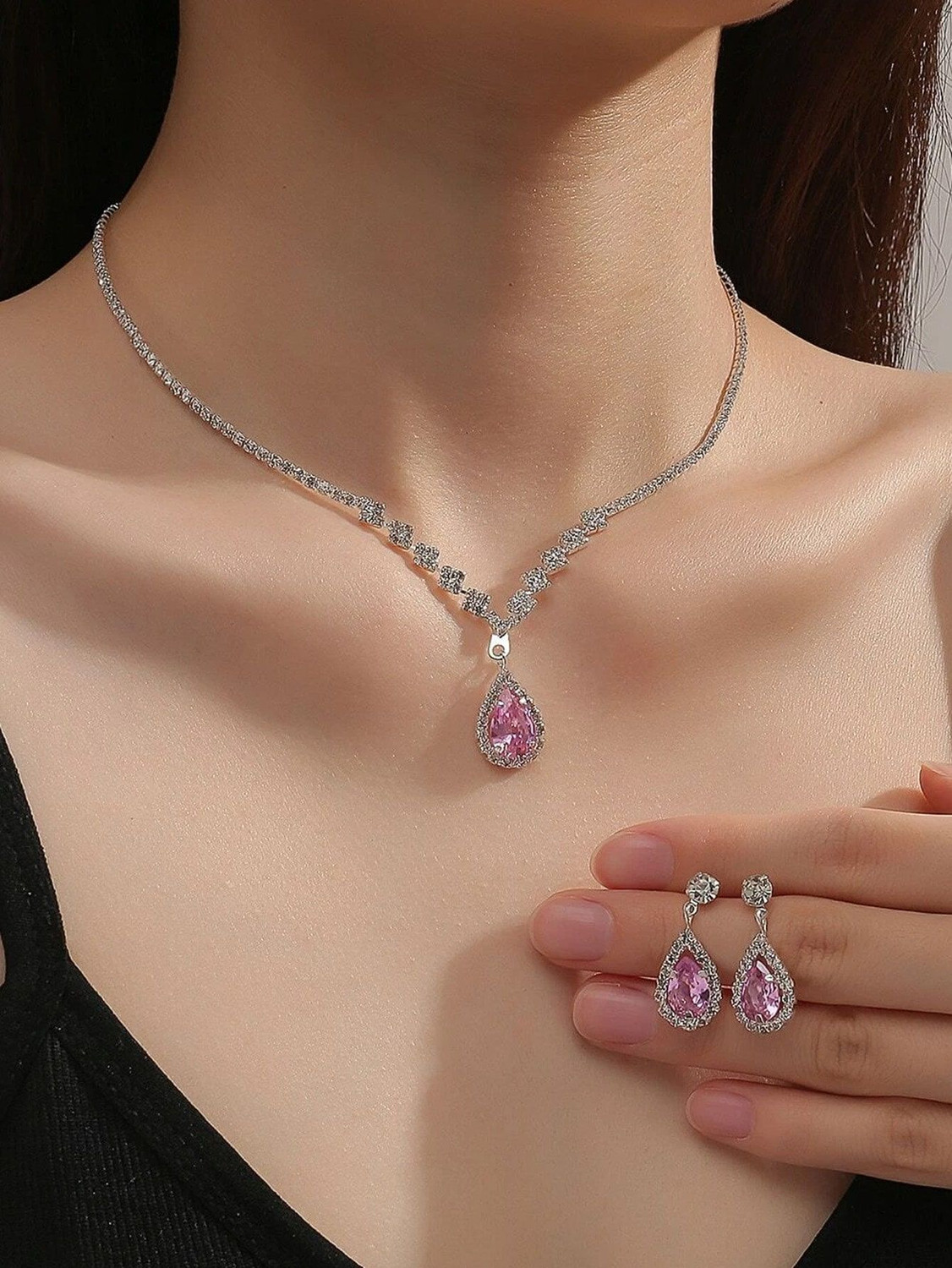Image of Dressberry Crystal Pink Jewellery Set