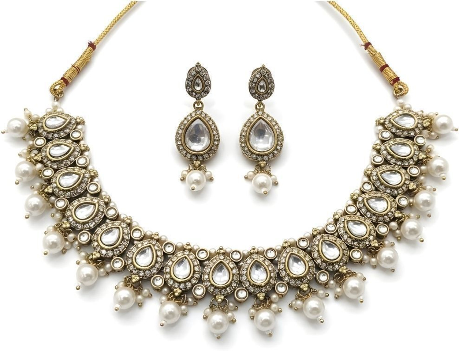 Image of Reesha Jewel Brass Gold Jewellery Set