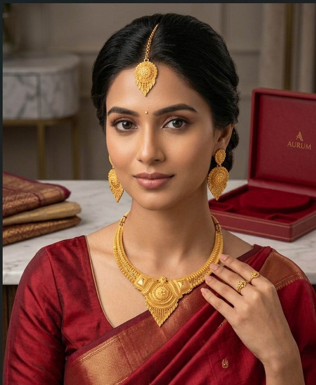 Image of YASHCollection Brass Gold-plated Gold Jewellery Set