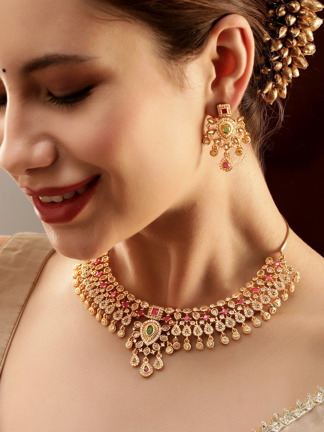 Image of RUBANS Brass Gold-plated Gold, Multicolor Jewellery Set