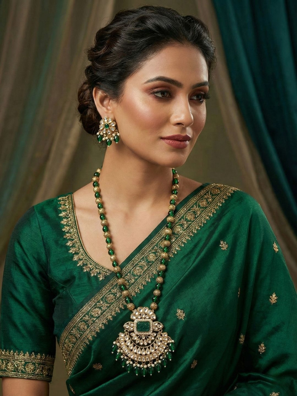 Image of Reesha Jewel Brass, Alloy Gold-plated Multicolor Jewellery Set