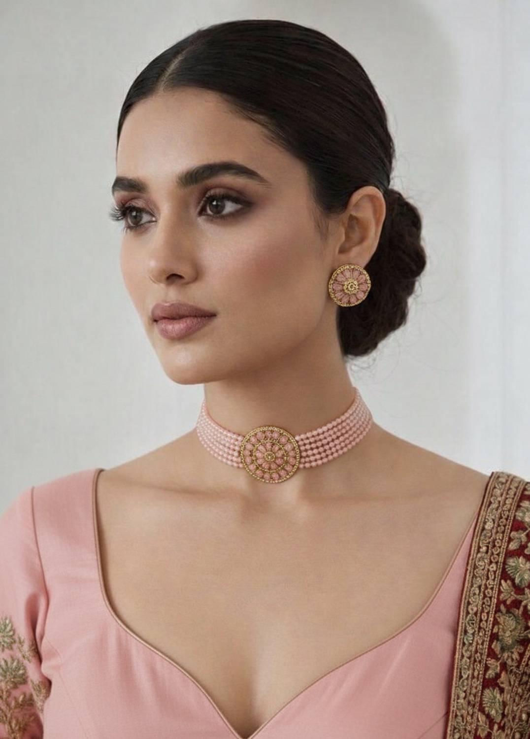 Capilite Alloy Pink, Gold Jewellery Set