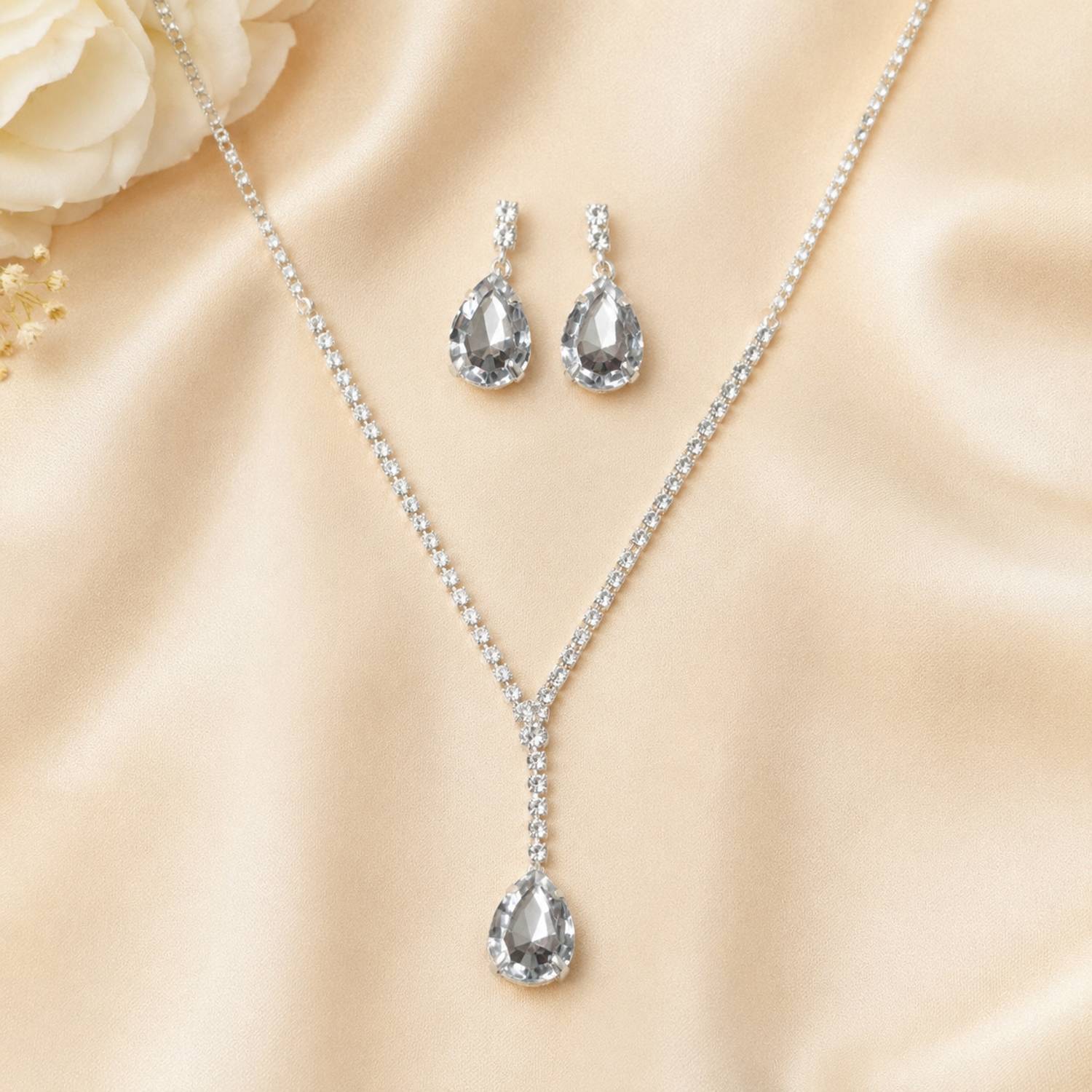 BlingNation Brass Silver Silver Jewellery Set