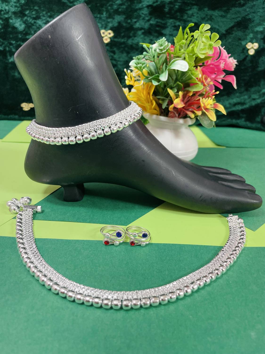 AamNa Enterprises Alloy Silver Silver Jewellery Set