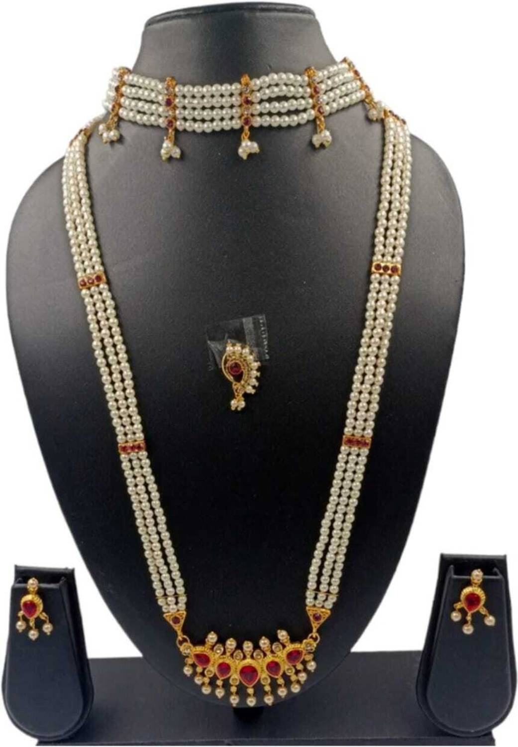 AntiqueJewllery Mother of Pearl Gold-plated White Jewellery Set