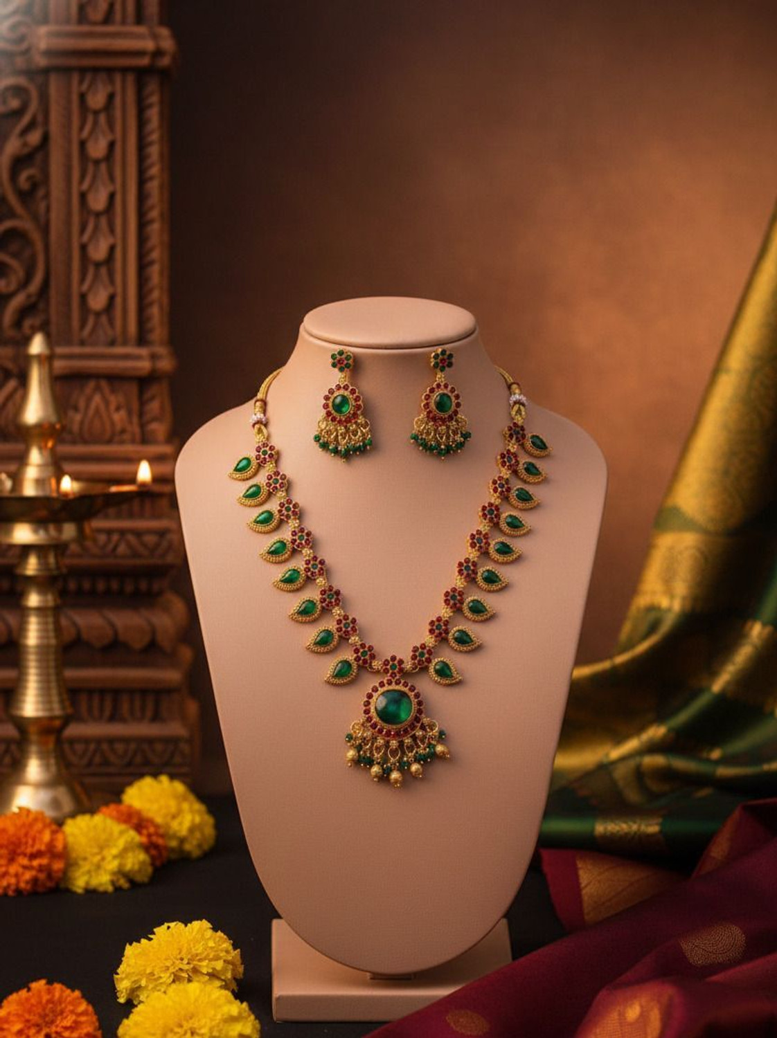 Image of NIHA IMMITATION Alloy Gold-plated Multicolor Jewellery Set