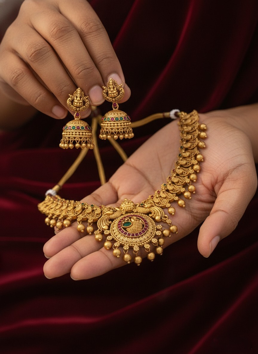 Image of SHINELOOM MUKTTA Brass, Copper Gold-plated Gold Jewellery Set