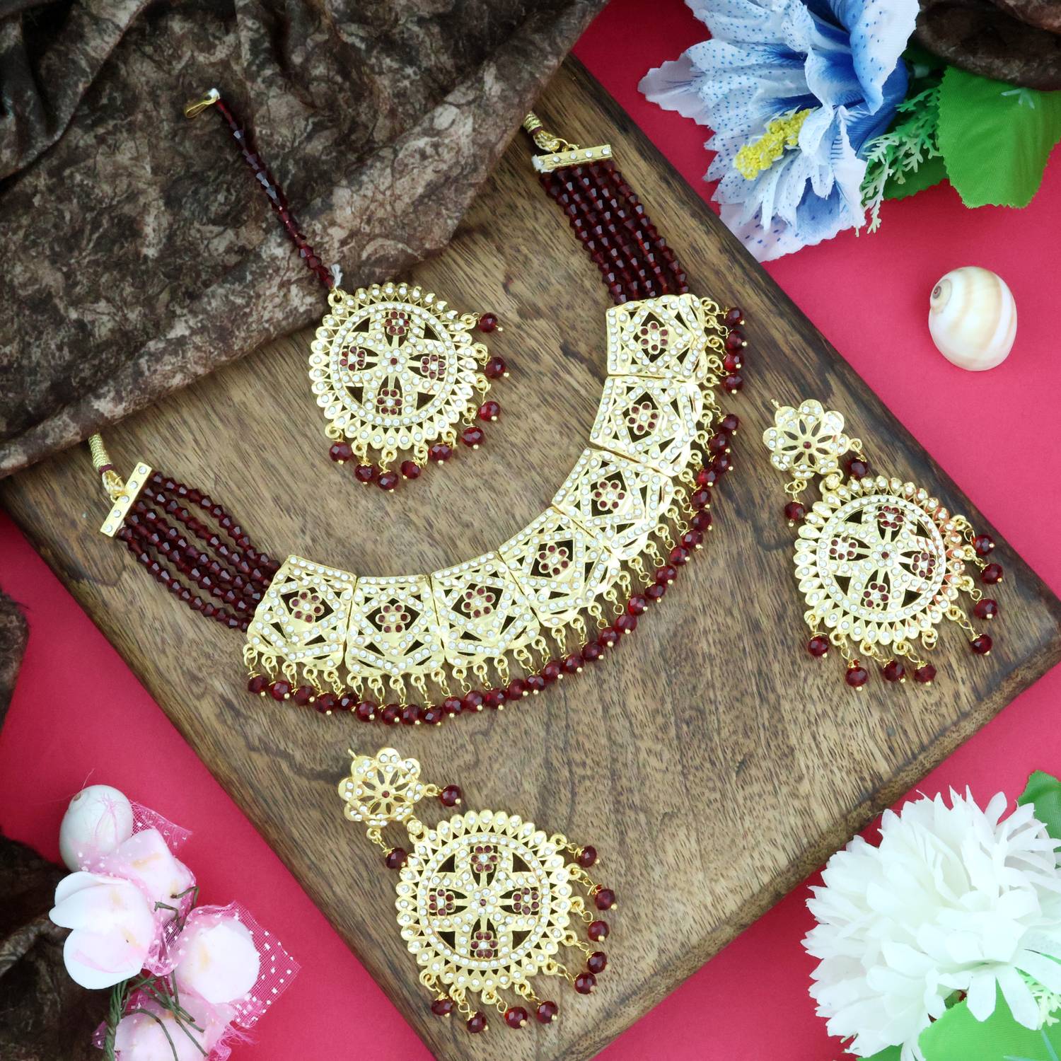 Bhagya Lakshmi Alloy Gold-plated Multicolor Jewellery Set