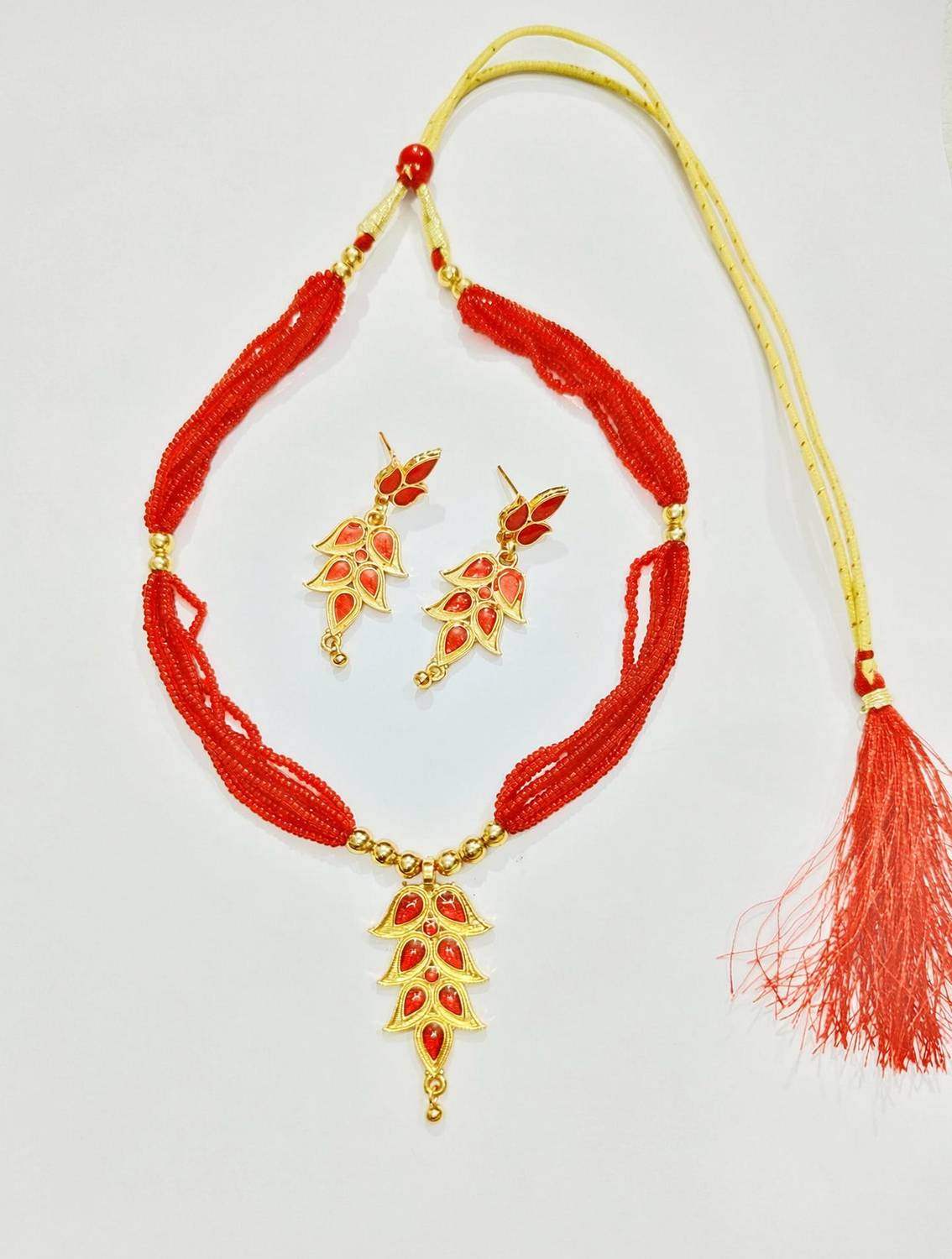 balaji gold Copper Gold-plated Red Jewellery Set