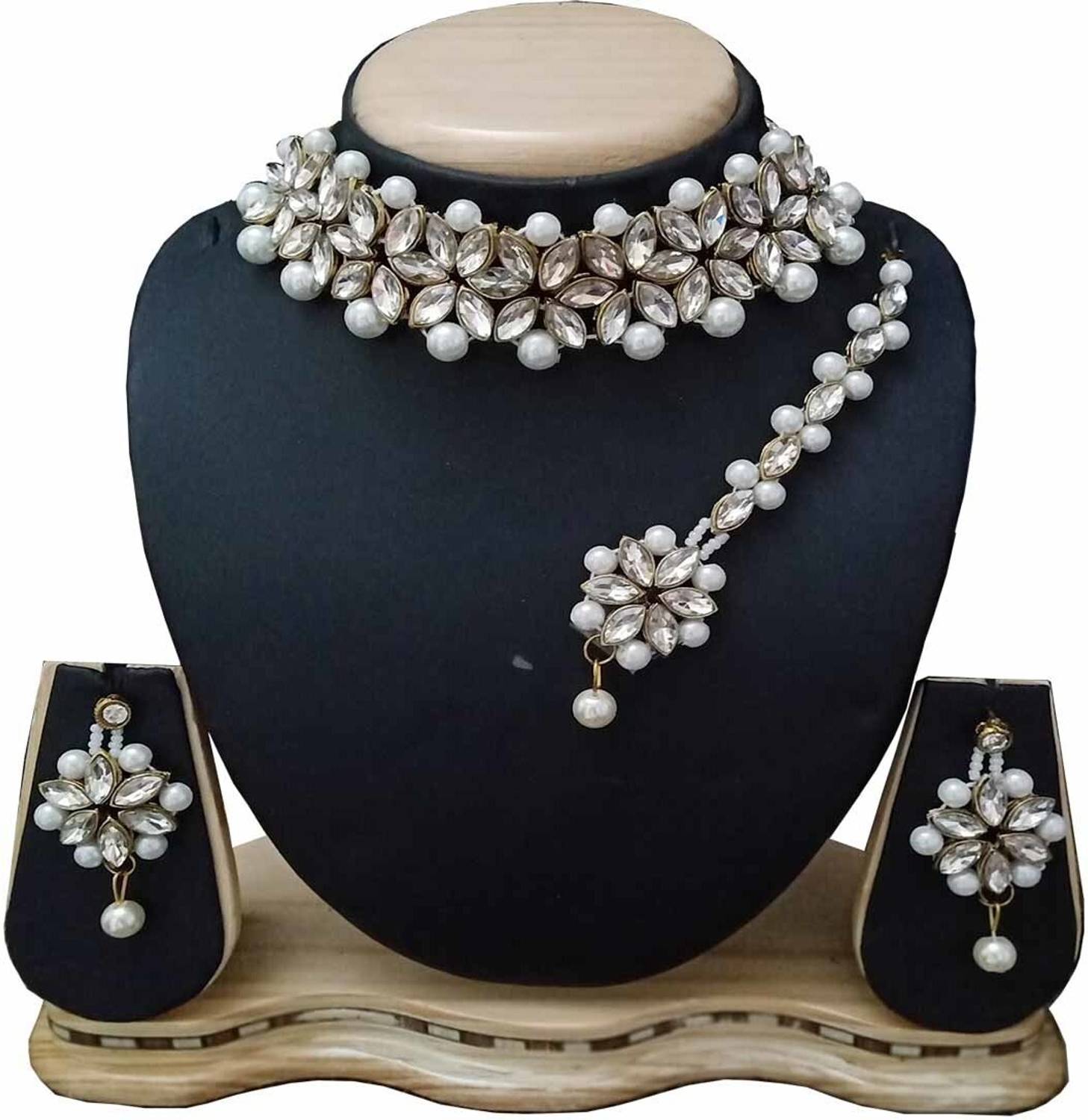 STYLISH DUDE Mother of Pearl, Alloy Gold-plated White Jewellery Set