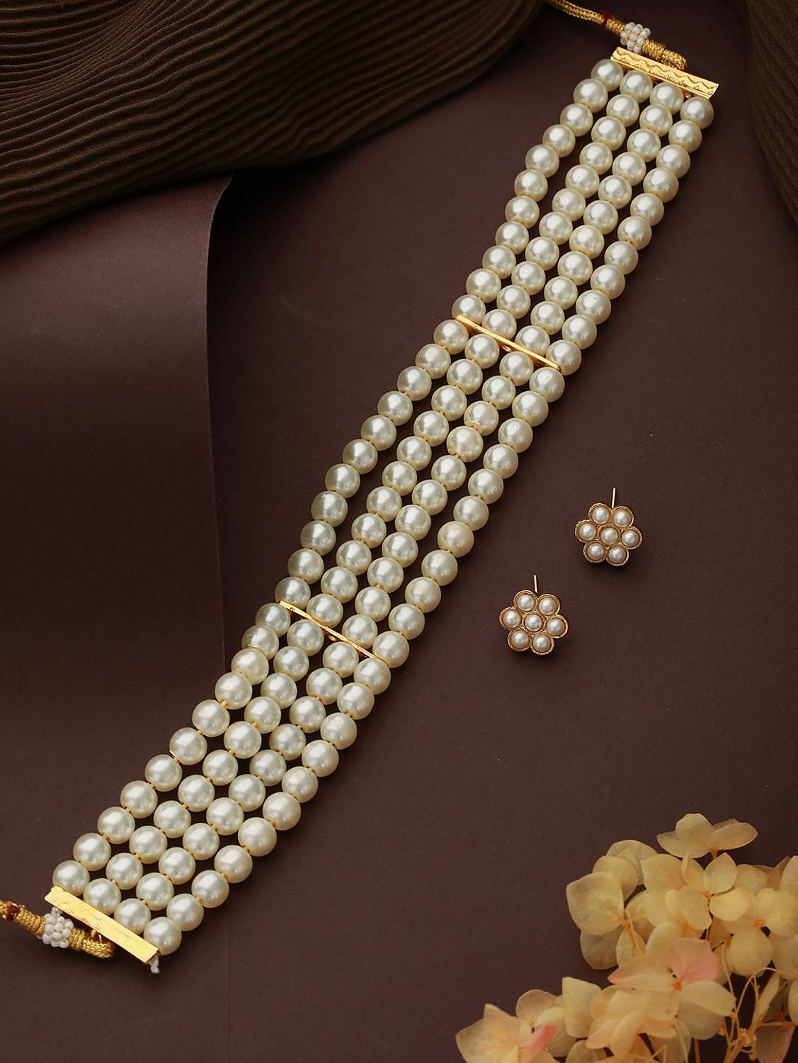 AATMANA Alloy Gold-plated White Jewellery Set