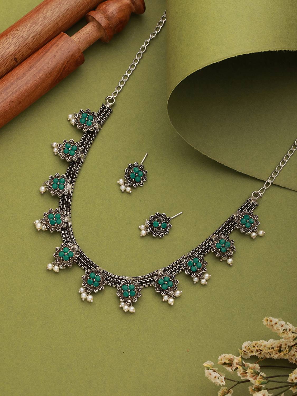 AATMANA Oxidised Silver Silver Silver Jewellery Set