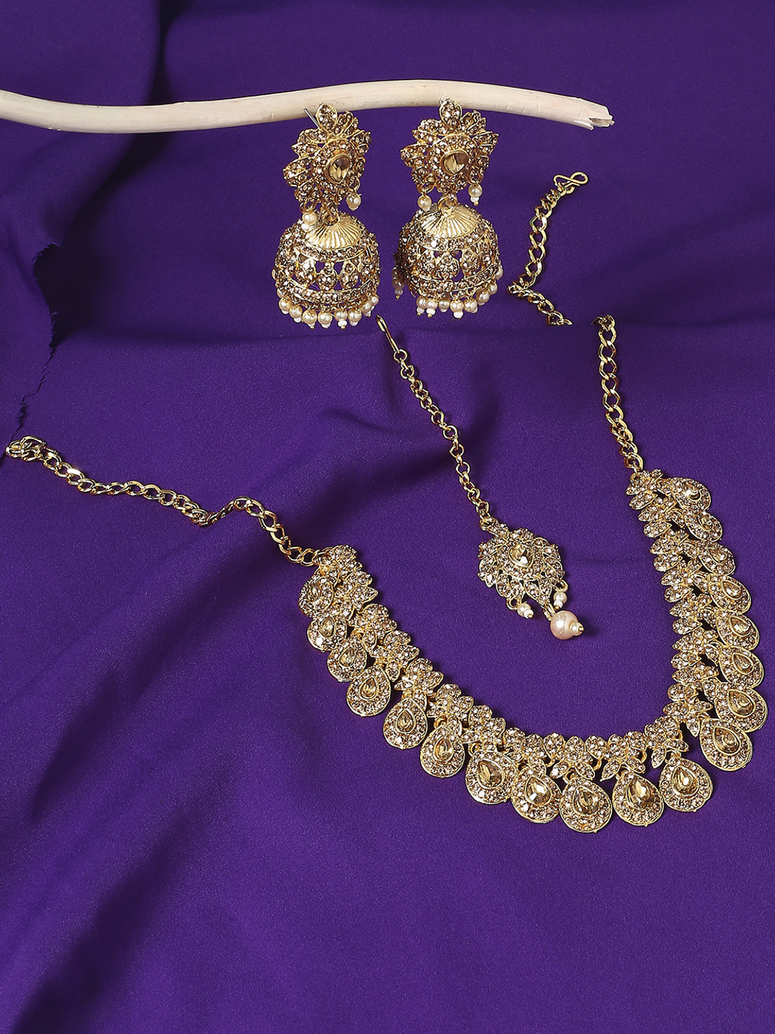 Image of VATSALYA creation Alloy Gold-plated Gold Jewellery Set