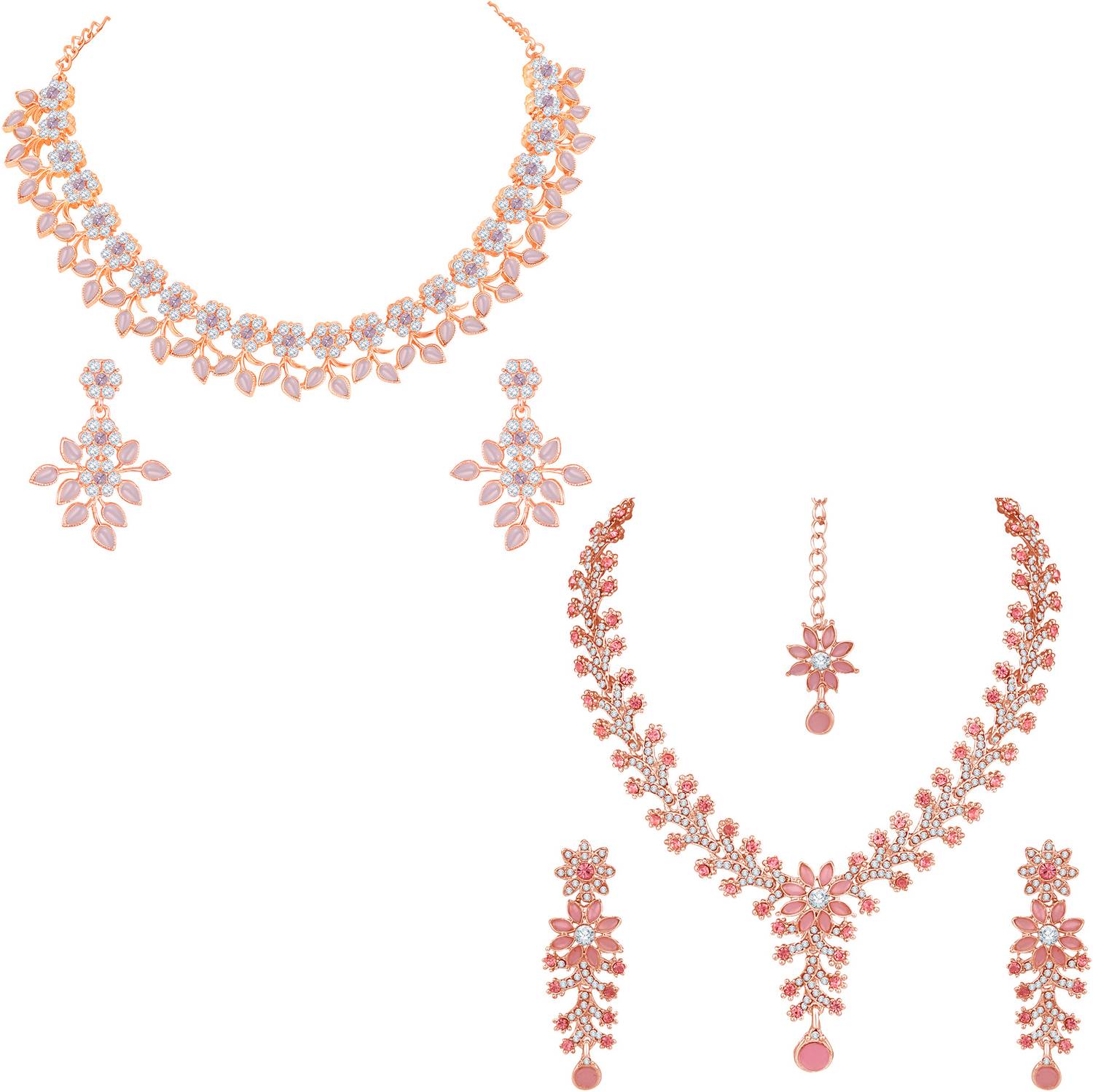 Atasi International Alloy Gold-plated Rose Gold, Pink Jewellery Set