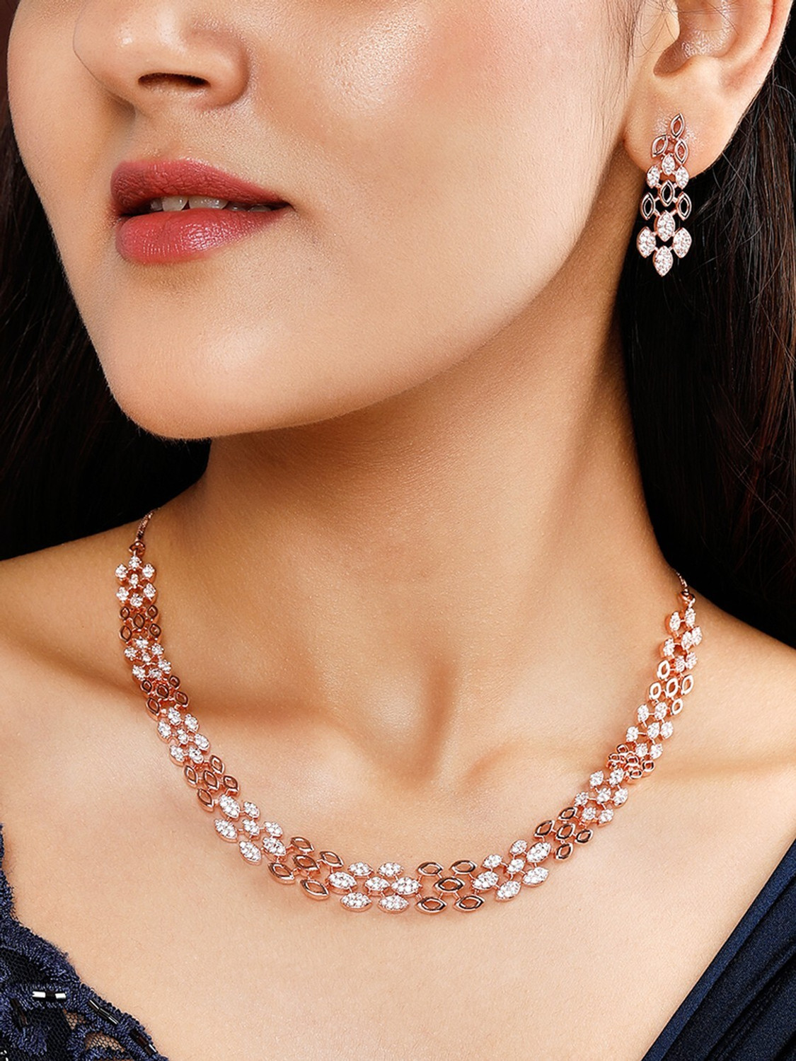 Image of RUBANS Alloy Gold-plated Rose Gold Jewellery Set
