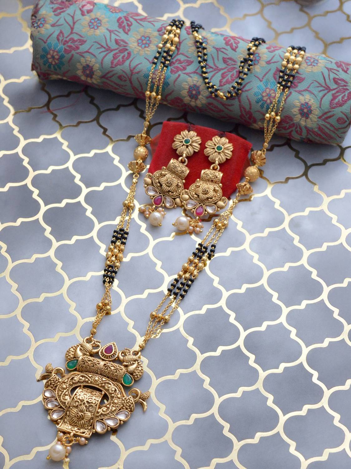 AAKASHTRADERSRK Copper Gold-plated Gold Jewellery Set