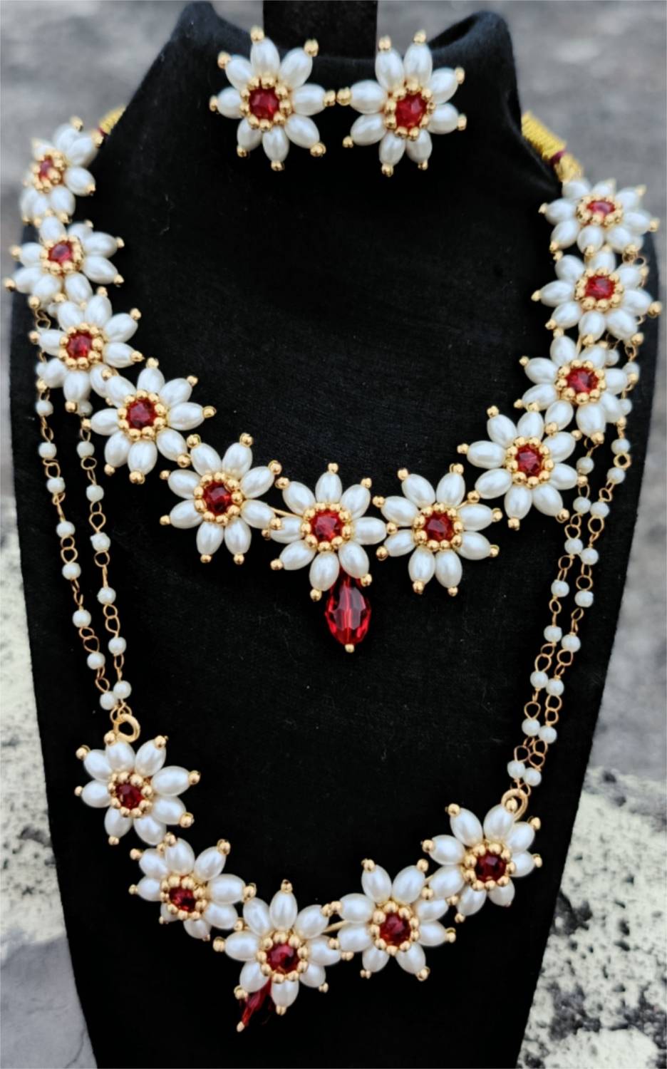 yesankar Brass, Crystal, Copper Gold-plated Red, Gold Jewellery