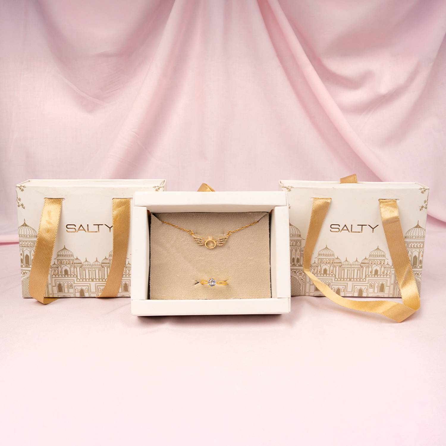 Salty Alloy Gold Jewellery Set, Pack of 2, Gold - Image 1