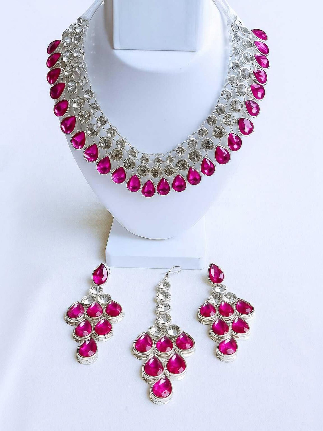 Image of VIKAFIYA Alloy Brass Pink Jewellery Set