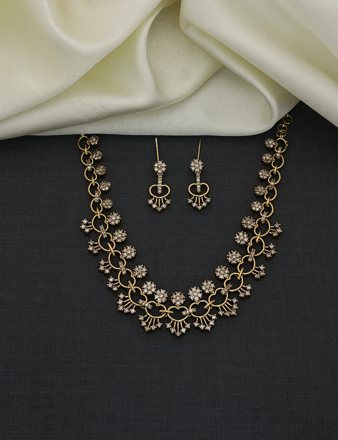 Image of Influtive Brass Gold-plated Gold Jewellery Set