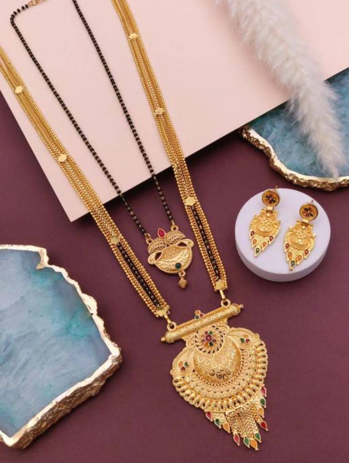 Aaravanta Brass Gold-plated Gold Jewellery Set