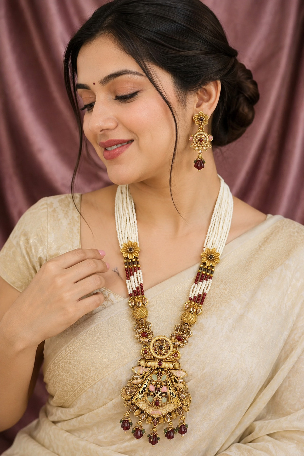 Image of Aadesh Creation Alloy Gold-plated Multicolor Jewellery Set