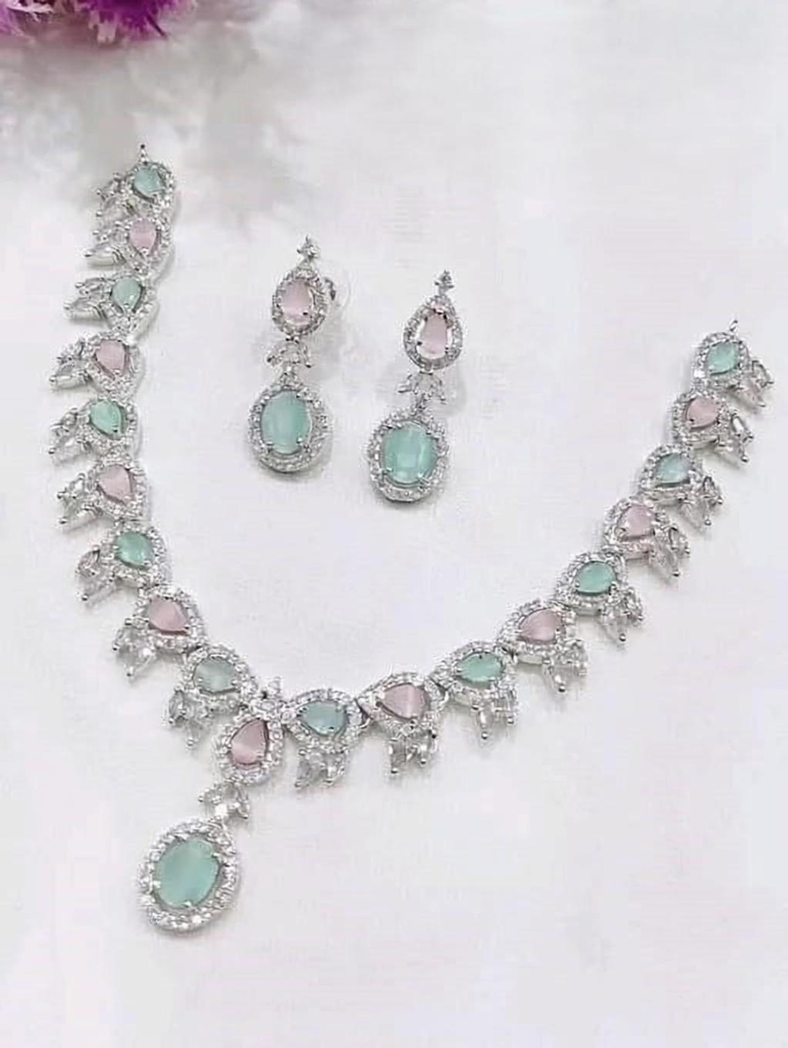 Image of Jewel Star Brass Silver Multicolor Jewellery Set