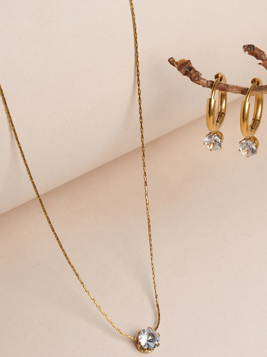 Image of PALMONAS Stainless Steel Gold-plated Gold Jewellery Set