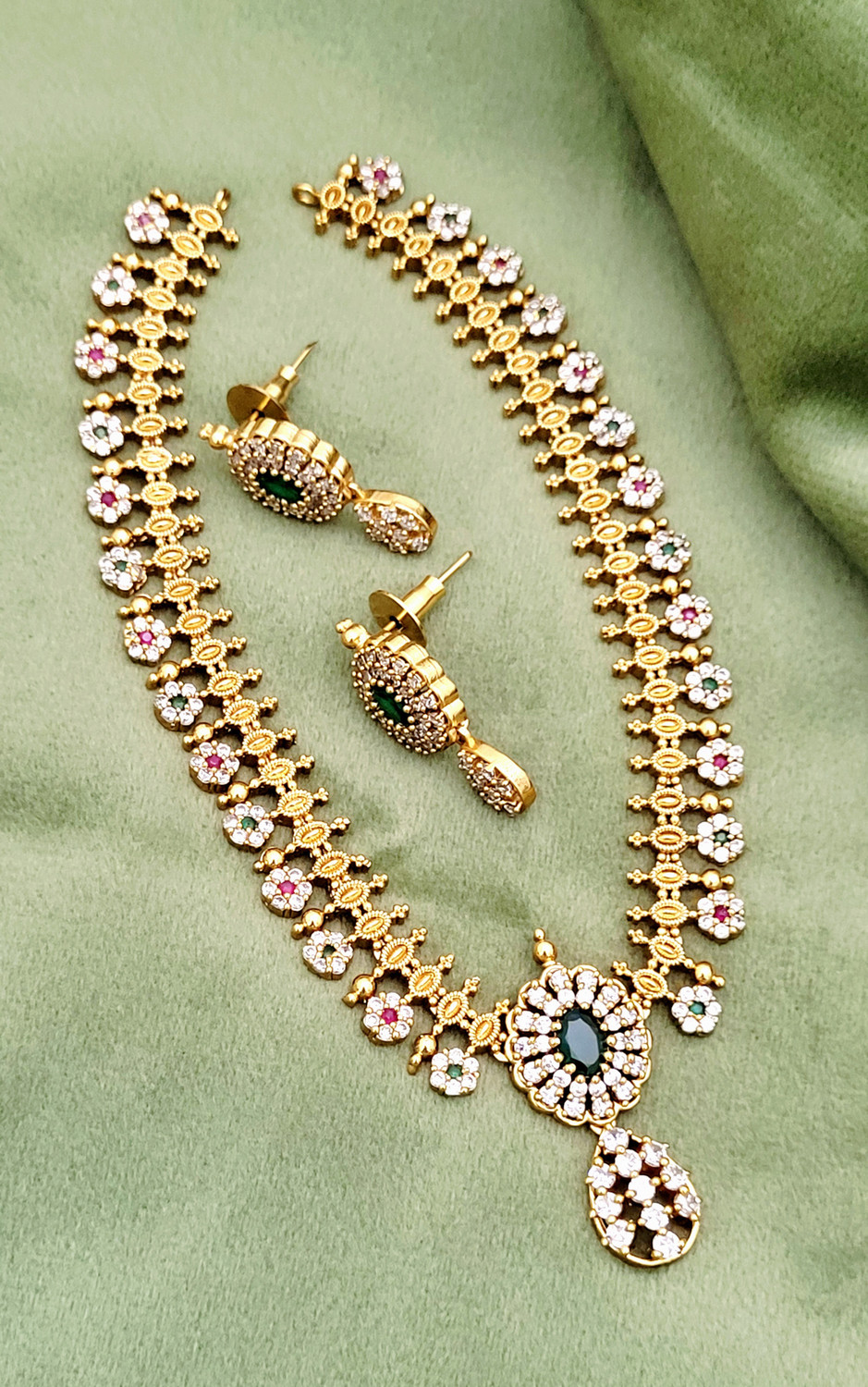 Image of elegents Brass Brass Multicolor Jewellery Set