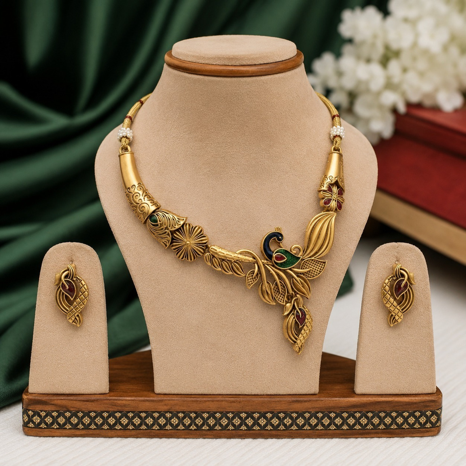 Image of JIYU Brass, Metal, Dori Gold-plated Gold Jewellery Set