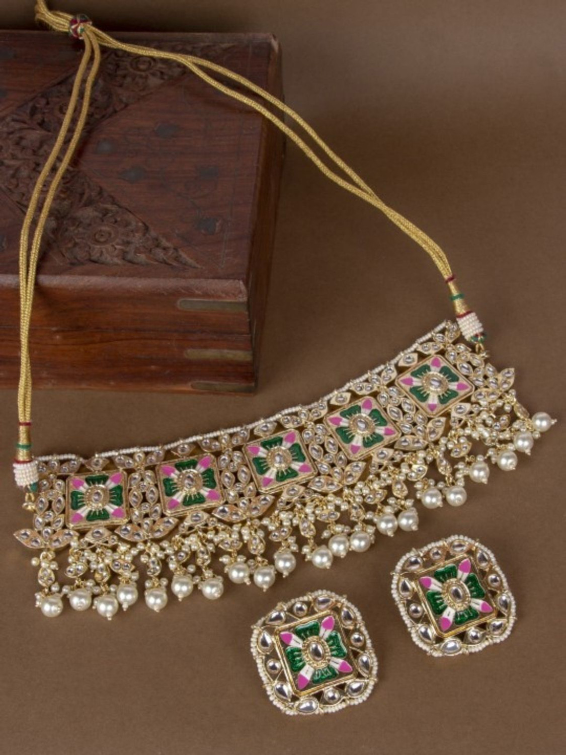 Image of ANOUK Brass Gold-plated Green Jewel Set (Pack of 1)
