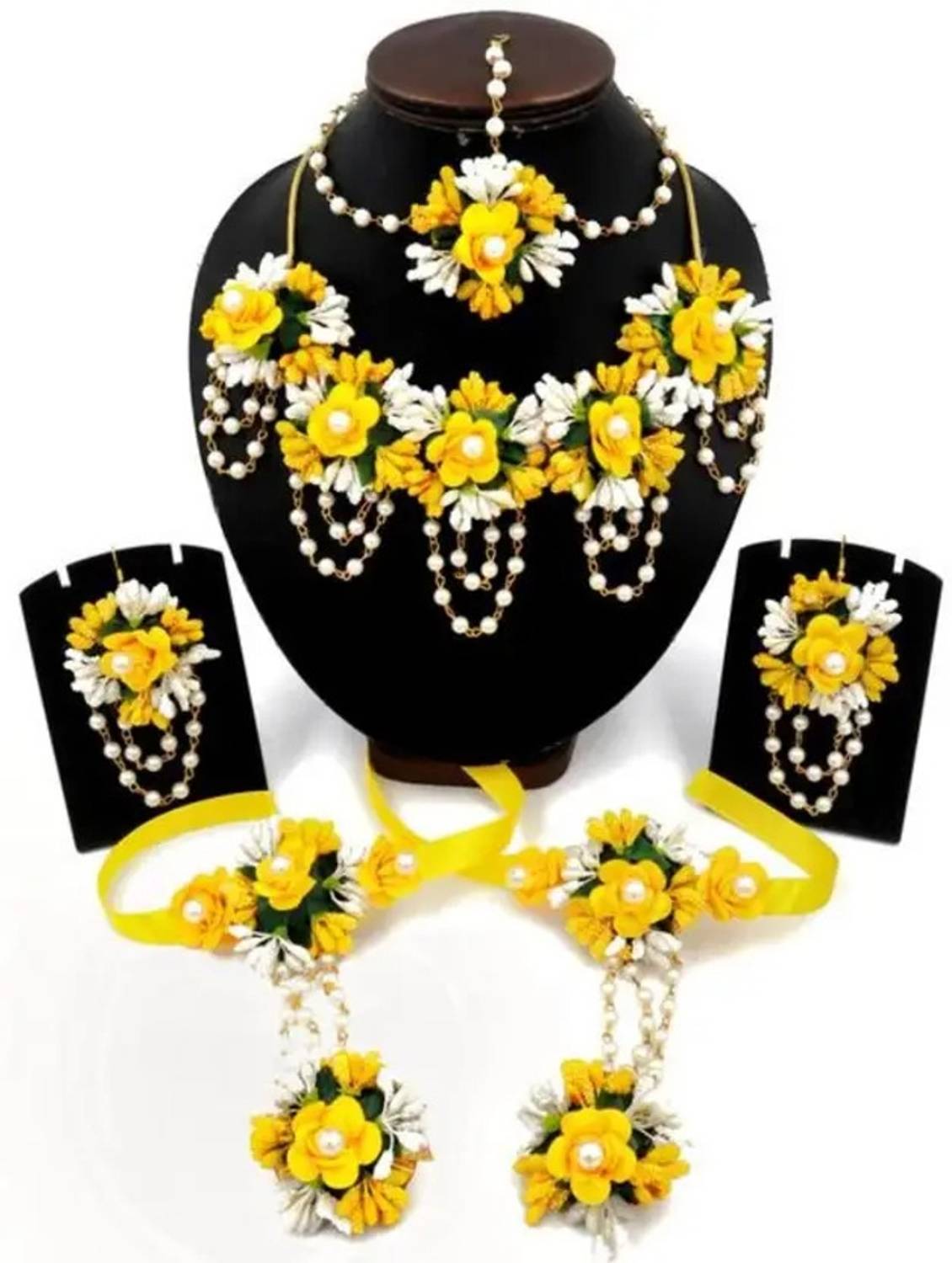 12SEASONS Fabric Yellow, White Jewellery Set