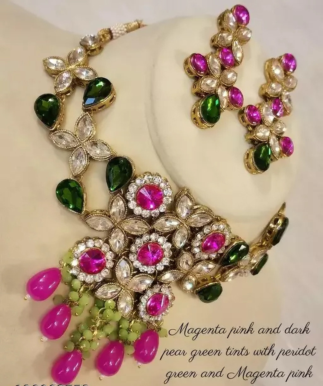 Image of Saree Swarg Alloy Pink Jewellery Set