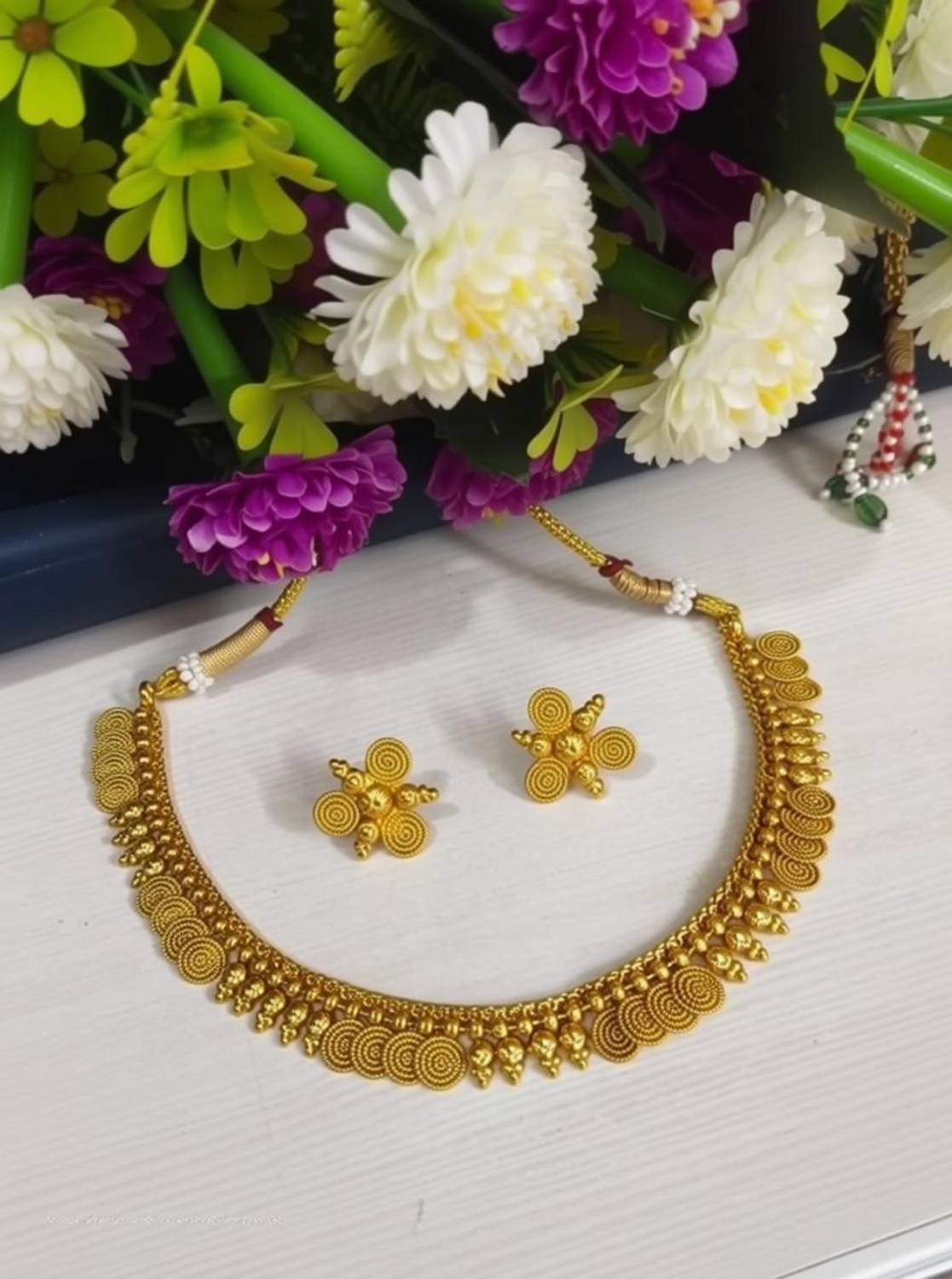 AARIYA Copper Gold-plated Gold Jewellery Set