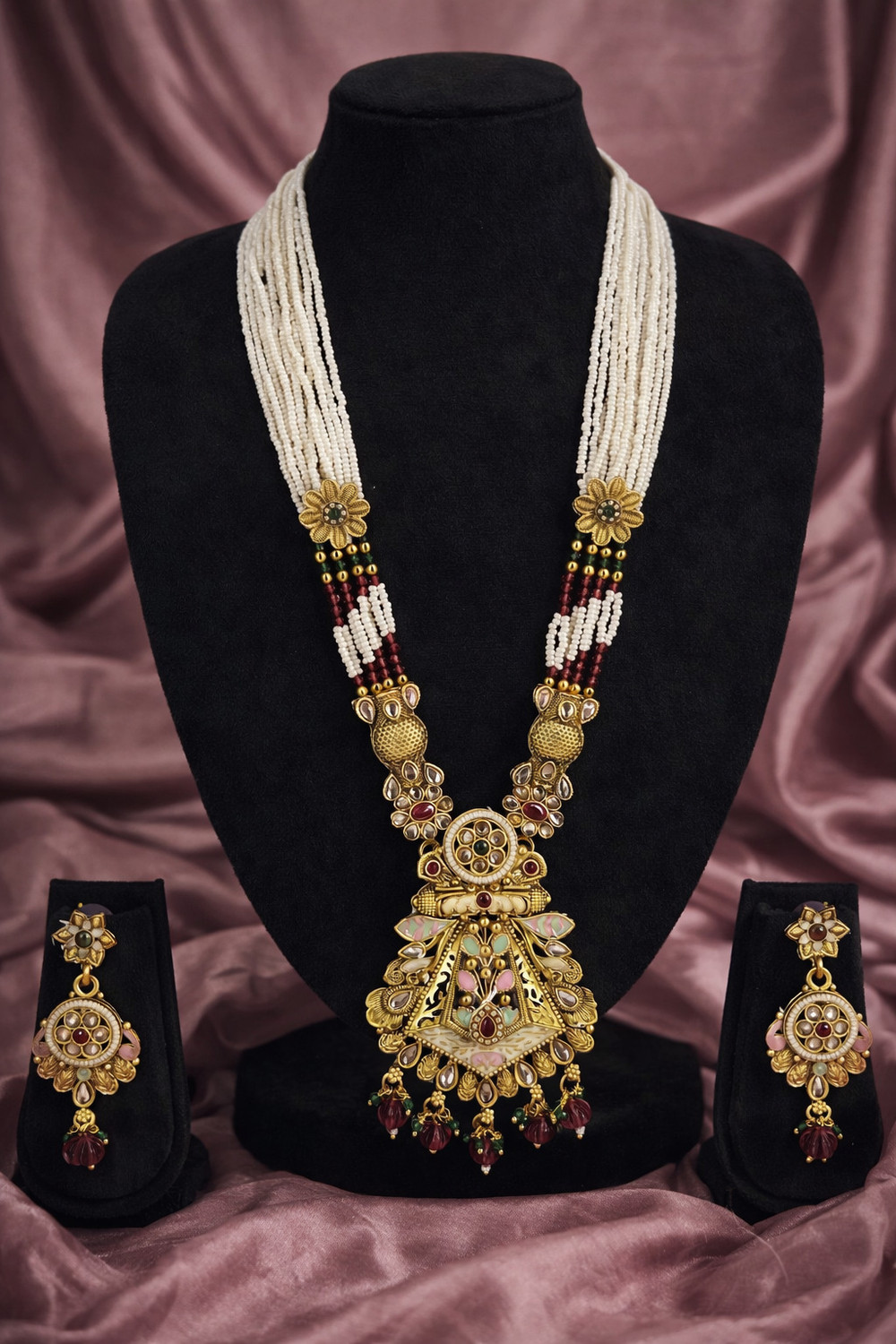 Image of Aadesh Creation Alloy Gold-plated Multicolor Jewellery Set