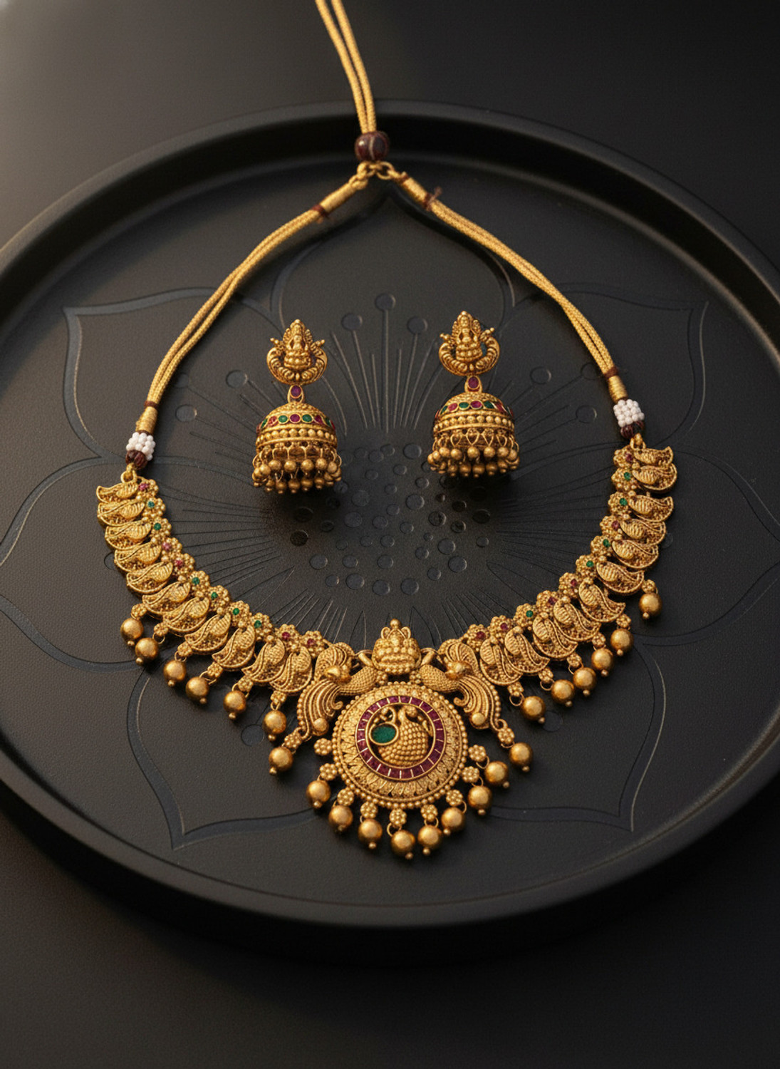 Image of SHINELOOM MUKTTA Brass, Copper Gold-plated Gold Jewellery Set
